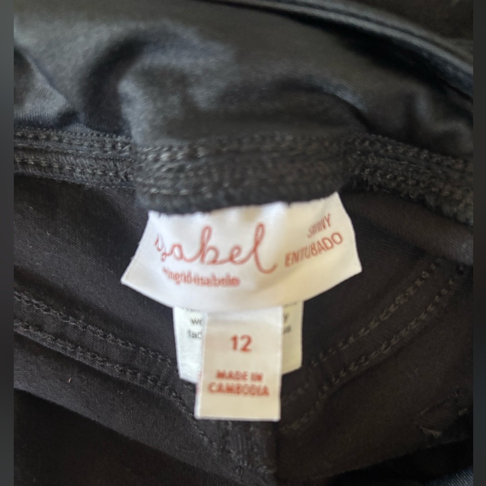 Isabel Maternity Womens Cross Back Panel Skinny Jeans in Black Denim Sz 12/14 - Picture 6 of 8